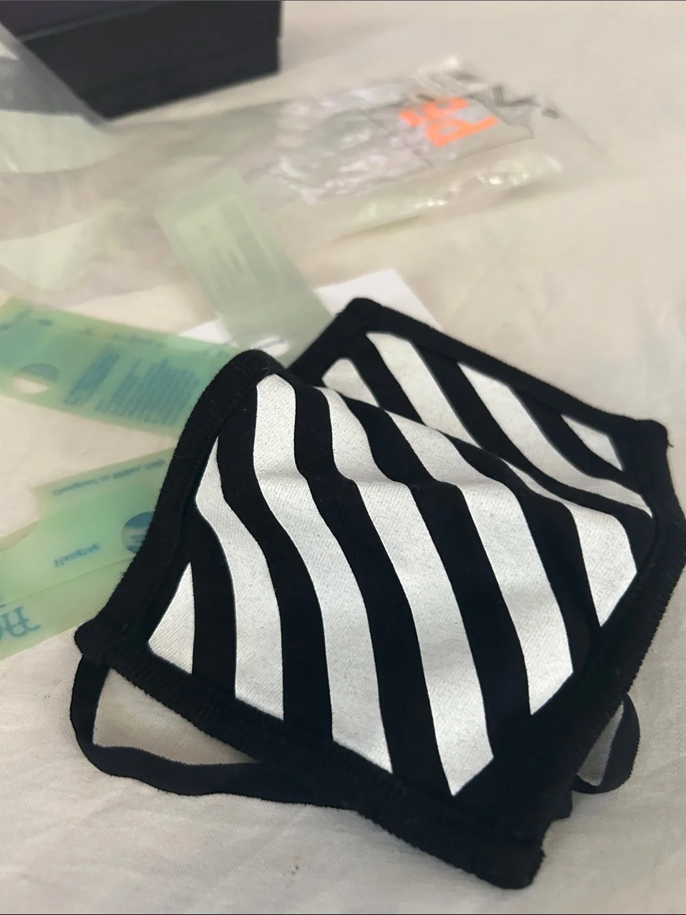 Off-White Black and White Striped Face Mask